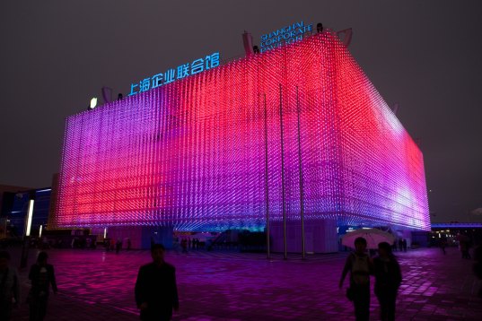 shanghai corporate pavilion, shanghai, pavilion, shanghai world expo, world expo, 2010 shanghai world expo, recycled materials, LED, LED lights, interactive exhibit, ESI Design, eco design, green design, sustainable building