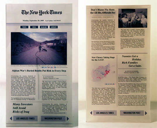 e-reader, ipad, kindle, digital media, traditional media, print media, newspapers, foldable, flexible screen, eco design, green design