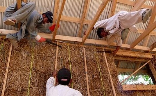 straw bail, straw bail building, Pakistan building, earthquake resistant building, handmade straw bales, PAKSBAB, Renewable building materials, Green building, affordable earthquake building