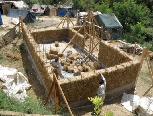 straw bail, straw bail building, Pakistan building, earthquake resistant building, handmade straw bales, PAKSBAB, Renewable building materials, Green building, affordable earthquake building