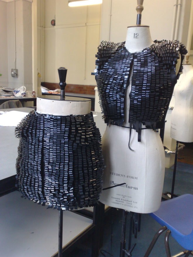 sustainable design, green design, spring greening 2010, inhabitat green design competition, recycled materials, diy design, repurposed materials, Magnetic video tape garments by Kai Yeung Yau