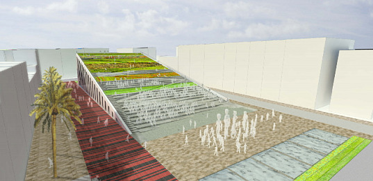 urbanarbolismo, auditorium, eco design, green design, green roof, living roof, geothermal cooling, passive solar dsign, public space, urban park, green space, outdoor auditorium, spain, elche, auditorium cuitat d'elx
