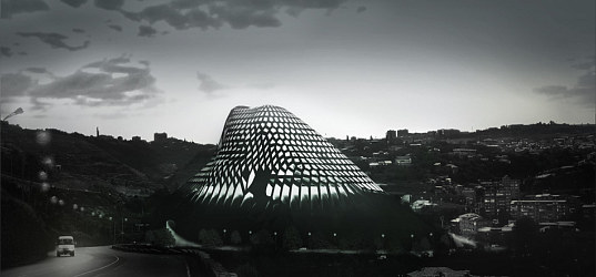 lace hill, armenia, forrest fulton architects, sustainable building, living hill, living walls, green roof, natural ventilation, rainwater collection, greywater recycling, mixed use development, eco design, green design, green building,