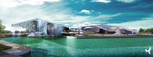 Hong Kong, China, Hong Kong Boundary Crossing Facility, Ephemeral Roof Exchange, renewable energy, solar power, photovoltaics, hydro power, piezeoelectric, human powered, transit hub, transportation center, transporation hub, sustainable building, green design, eco design