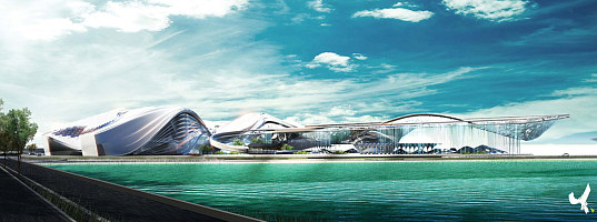 Hong Kong, China, Hong Kong Boundary Crossing Facility, Ephemeral Roof Exchange, renewable energy, solar power, photovoltaics, hydro power, piezeoelectric, human powered, transit hub, transportation center, transporation hub, sustainable building, green design, eco design