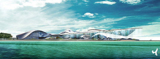 Hong Kong, China, Hong Kong Boundary Crossing Facility, Ephemeral Roof Exchange, renewable energy, solar power, photovoltaics, hydro power, piezeoelectric, human powered, transit hub, transportation center, transporation hub, sustainable building, green design, eco design