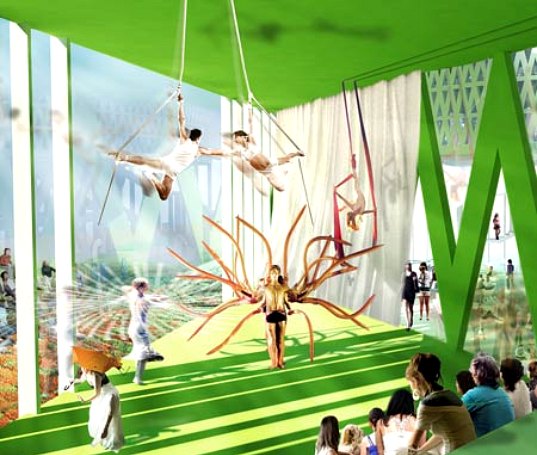 cultural center, community center, MVDRV, Adept architects, denmark, house of culture and movement, design for health, activity, community, natural ventilation, solar power, green design, eco design, sustainable building,