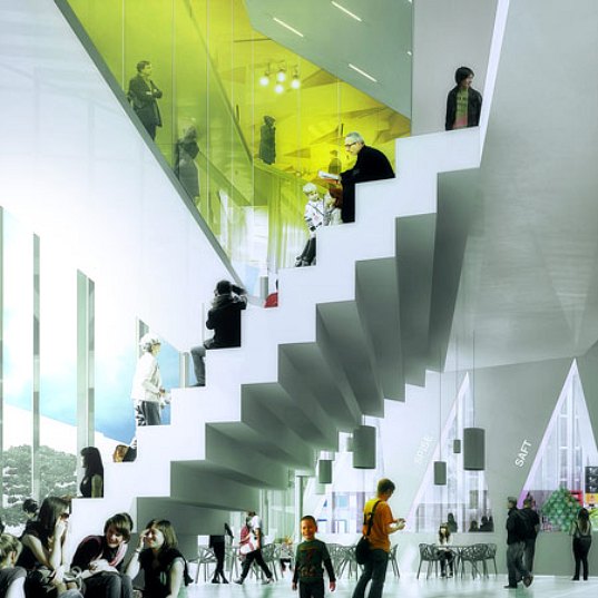 cultural center, community center, MVDRV, Adept architects, denmark, house of culture and movement, design for health, activity, community, natural ventilation, solar power, green design, eco design, sustainable building,