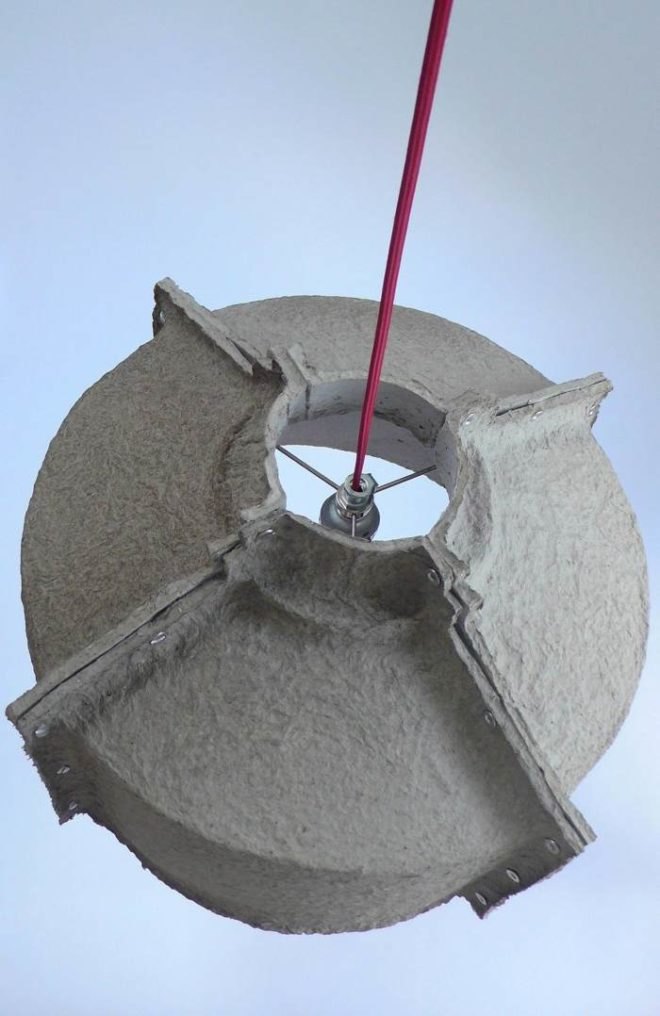 trash me lamp, victor vetterlein, eco lamps, recyclable lamps, egg carton lamps, green lighting, green lamps, desk lamps, hanging lamps