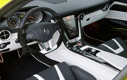 Mercedes, e-cell, battery, lithium, electric, car, auto, sports, racecar, roadster, AMG, yellow, prototype, german, green, eco, fuel efficient, sustainable, Mercedes-Benz SLS AMG