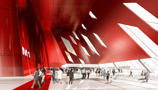 qingdao exposition center, water city development, nbbj, china, expo center, solar power,