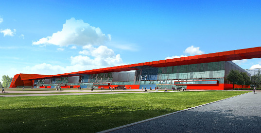 qingdao exposition center, water city development, nbbj, china, expo center, solar power,