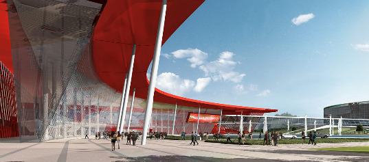 qingdao exposition center, water city development, nbbj, china, expo center, solar power,