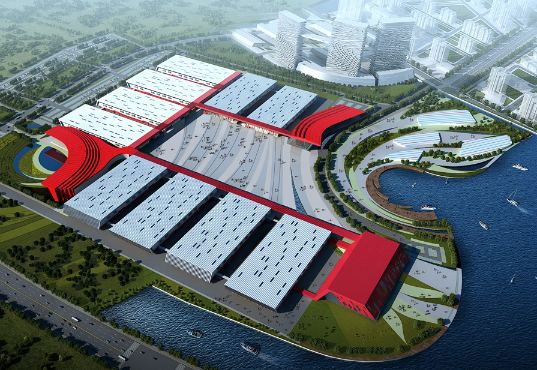 qingdao exposition center, water city development, nbbj, china, expo center, solar power,
