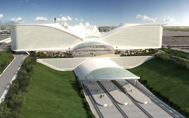 santiago calatrava, train station, denver international airport, airport expansion, green architecture