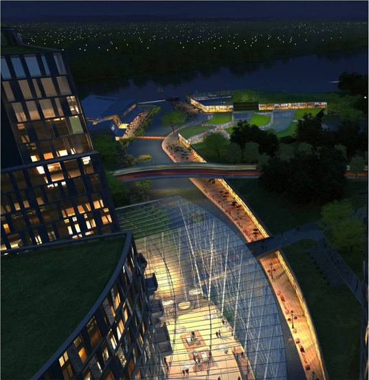 mixed-use development, grand canal, allen jack+cottier, china, green roof, grey water recycling, rainwater collection