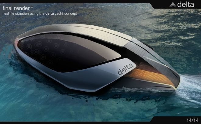 Liviu Tudoran delta yacht, delta yacht, futuristic yacht, sustainable design, green design, solar boat