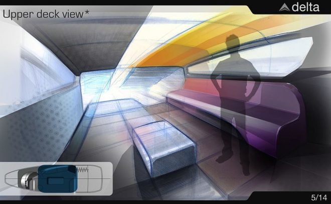 Liviu Tudoran delta yacht, delta yacht, futuristic yacht, sustainable design, green design, solar boat