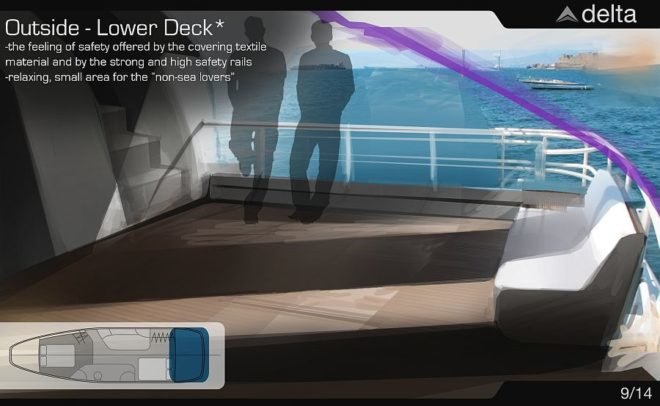 Liviu Tudoran delta yacht, delta yacht, futuristic yacht, sustainable design, green design, solar boat