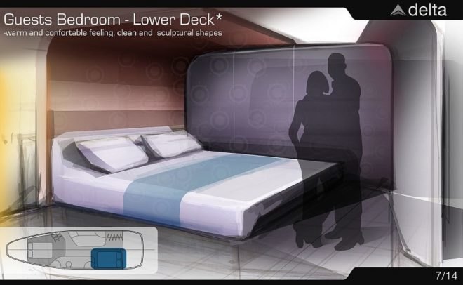 Liviu Tudoran delta yacht, delta yacht, futuristic yacht, sustainable design, green design, solar boat