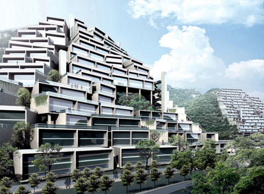 mvrdv, long tan park, Cascades of Box Homes Covering the Mountains, green architecture, erosion, limestone, eco architecture, sustainable architecture, liuzhou, china, pixelated village, vertical village, green design, eco design, sustainable design, long tan park