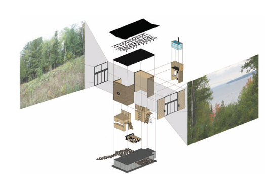 prefab housing, sun screen, sustainable design, green home, rainwater catchement, low impact design, heat pump, hydronic heating, Minnesota green home