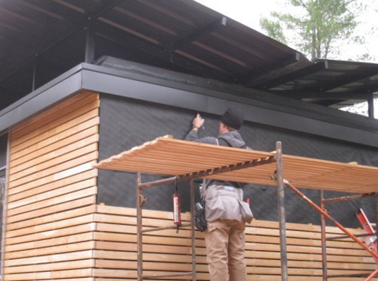 prefab housing, sun screen, sustainable design, green home, rainwater catchement, low impact design, heat pump, hydronic heating, Minnesota green home
