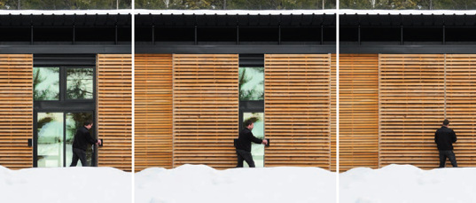 prefab housing, sun screen, sustainable design, green home, rainwater catchement, low impact design, heat pump, hydronic heating, Minnesota green home
