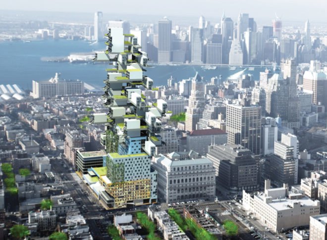 Yard scraper, Roger marvel architects, Brooklyn, vertical building, vertical garden, green house, sustainable buildings, sustainable design, NYC, New York, Green Residences, solar power, solar panels, Institute for Urban Sustainability, the Brooklyn Library of Science and Environment