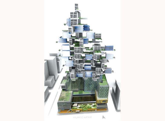 Yard scraper, Roger marvel architects, Brooklyn, vertical building, vertical garden, green house, sustainable buildings, sustainable design, NYC, New York, Green Residences, solar power, solar panels, Institute for Urban Sustainability, the Brooklyn Library of Science and Environment
