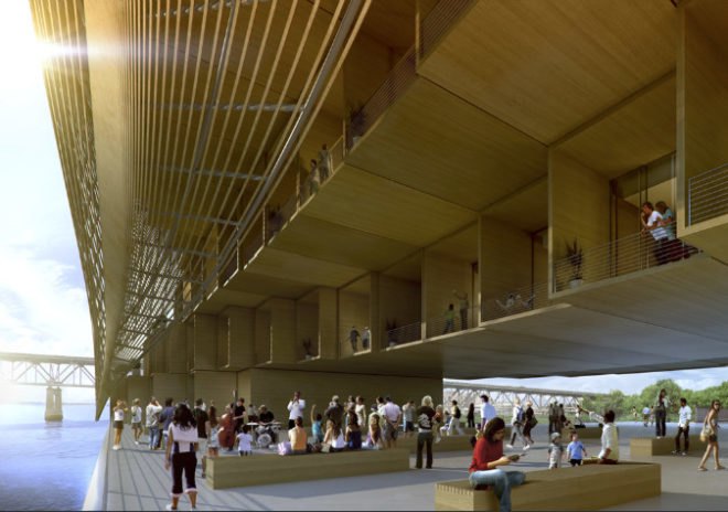 baton rouge, municipal dock, trahan architects, shade screen, mixed-use development