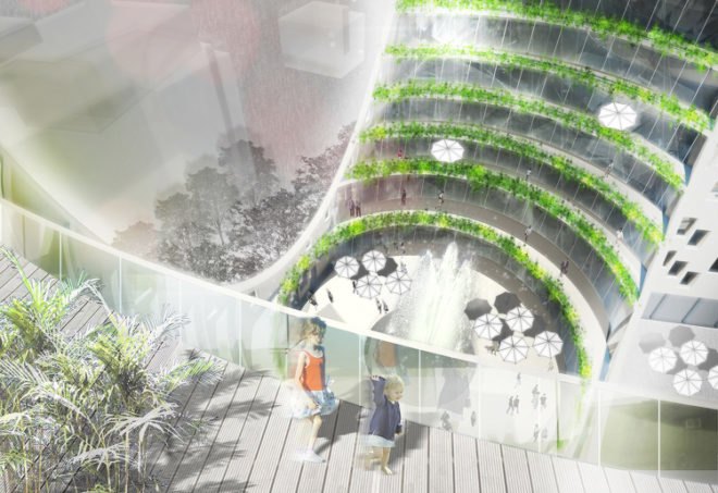 greenside out, urban design, joubert architecture, albania, terraced gardens, green building,