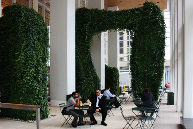 One Bryant Park, Bank of America Tower, Cook and Fox Architects, Green Building, Sustainable Building, LEED Platinum Building, First LEED Platinum Skyscraper, Largest LEED tower, Largest LEED skyscraper, green construction, rainwater catchement and reuse, greywater recycling, energy efficient building systems, high performance glass, minimal solar heat gain and loss, energy cogeneration plant, NY, NYC , New York, Manhattan, slag, recycled materials, recyclable materials