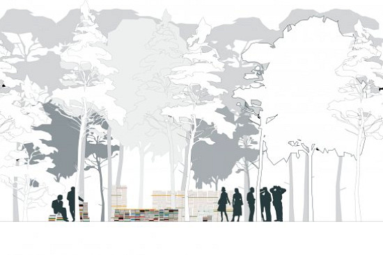 Jardin de la Connaissance, garden of knowledge, book architecture, reclaimed books, temporary garden, mushrooms