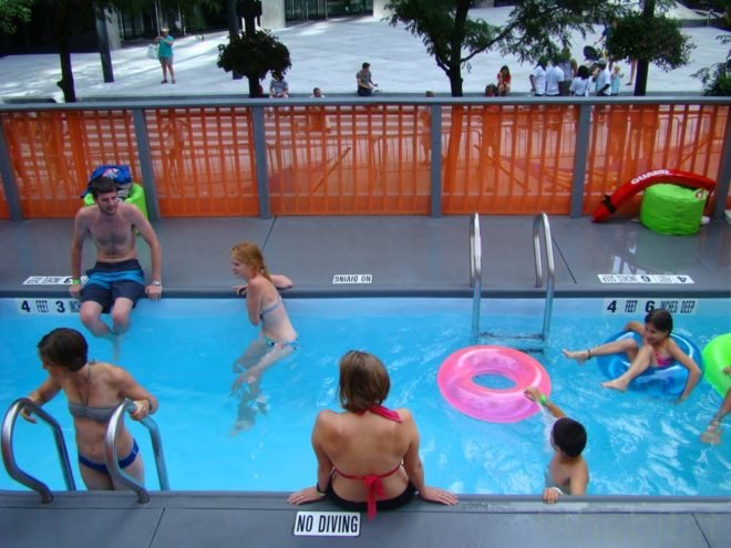 + pool, dumpster, dumpster pools, green design, new york city, Recycled Materials, sustainable design, community pools, community spaces, dumpster pool, guerrilla installations, Macro Sea, New York summer activities, New York., public pools, public spaces, adaptive reuse, Brooklyn, dumpster, dumpster pool, Macrosea, reuse, swimming pool