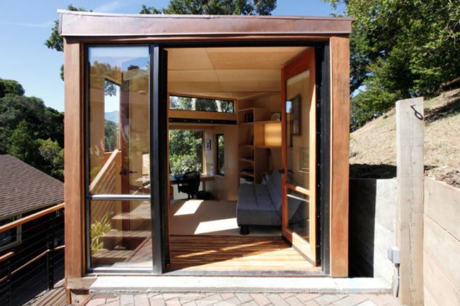 p.a.a.v, prefab office, student project, prefab construction, recycled materials, aia award