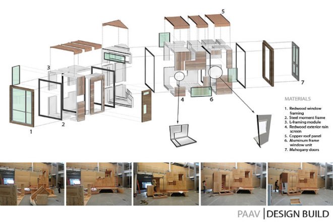 p.a.a.v, prefab office, student project, prefab construction, recycled materials, aia award