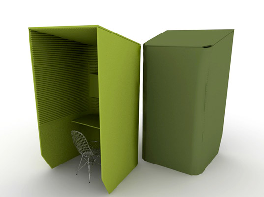 Buzzibooth, Buzzispace, green office, eco-friendly office, eco-friendly decor, recycled PET