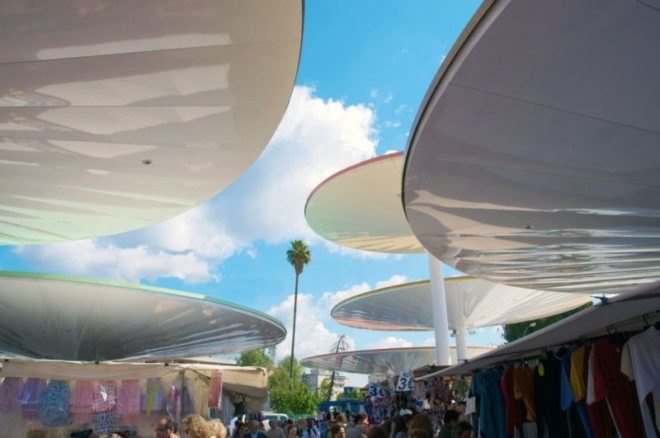 Spain, Cordoba, ParedesPino Arquitectos, Centro Abierto de Actividades Ciudadanas (CAAC), umbrellas, sun shades, solar umbrellas, public spaces, urban development, urban revitalization, public playgrounds, local markets spain