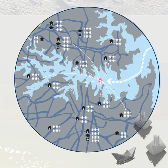 embassy of the drowned nations, sea level rise, rising tides, ellis island, sydney, fort dennison, oculus, eco architecture, sustainable architecture, global warming, climate change, australia, refugee, refuge, shelter, green design