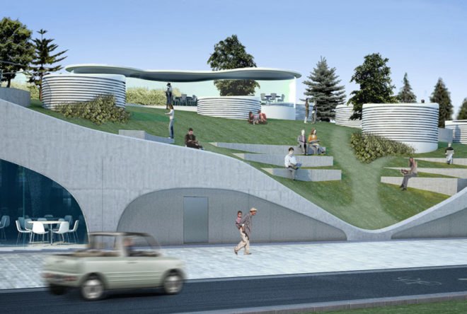 bakoko design development, green roof, japanese architecture, vertical construction, kyaoi garden university, natural light, natural ventilation system, natural cooling, wind catching caps, biomimicry