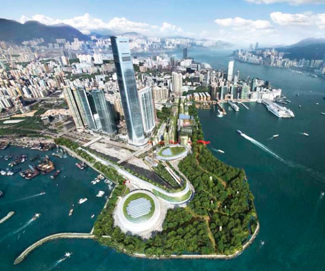 foster and partners, hong kong, west kowloon cultural district, urban park, sustainable development