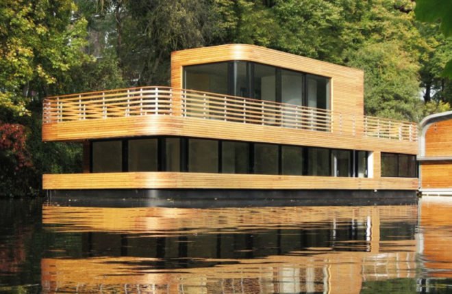 Rost Niderehe, modern houseboat, modernism houseboat, houseboat community, sustainable design, green architecture, floating house