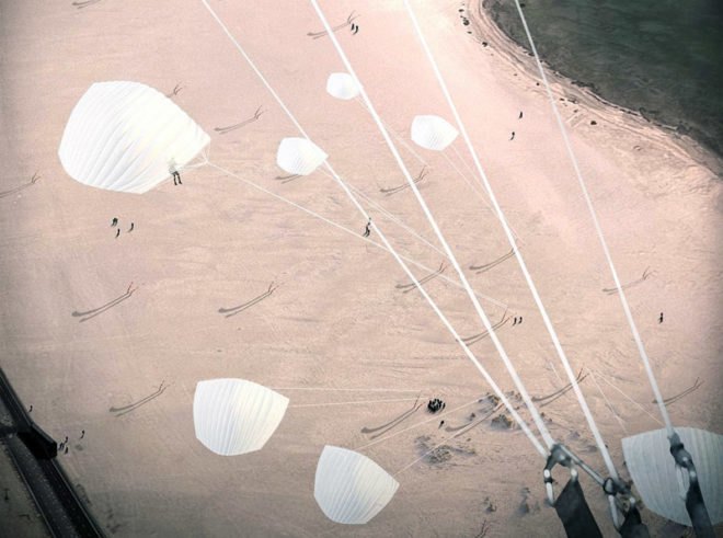 paisajes emergentes, kite power, kites, windbelt, land art generator initiative, renewable energy, abu dhabi, UAE, sustainable design