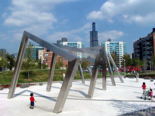 site design group, misting, park 542, West loop park, greek town park, Chicgao Park, native grass, dog park, recycled tire, neighborhood renewal