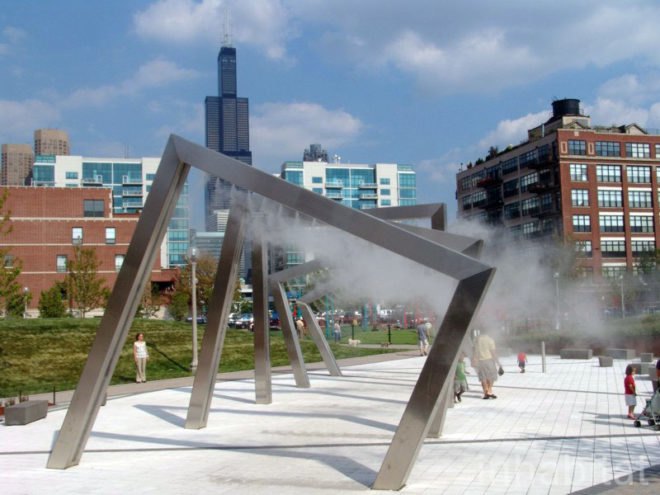 site design group, misting, park 542, West loop park, greek town park, Chicgao Park, native grass, dog park, recycled tire, neighborhood renewal