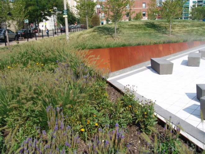 site design group, misting, park 542, West loop park, greek town park, Chicgao Park, native grass, dog park, recycled tire, neighborhood renewal
