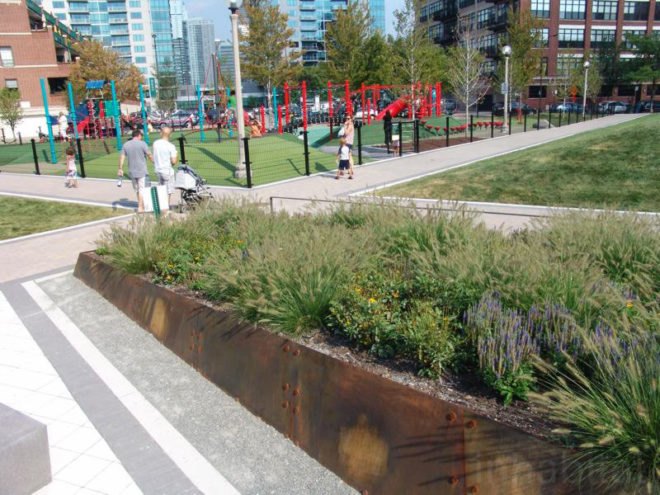site design group, misting, park 542, West loop park, greek town park, Chicgao Park, native grass, dog park, recycled tire, neighborhood renewal