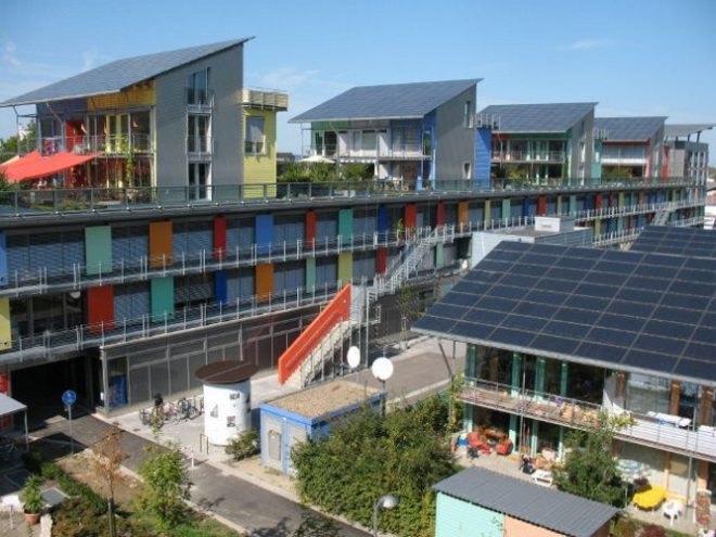 Rolf Disch, Solar design,passivhaus, green nieghborhood, german green home, green housing, green development, green mixed use, solar development, solar neighborhood, wood chip boiler, rainwater catchement, rainwater recycling,