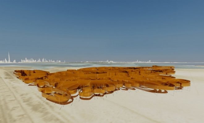 Decker Yeadon LLC, Thin film solar, dye sublimation solar, Dubai solar power, land art generator, UEI solar art project, Dubai solar art installation,